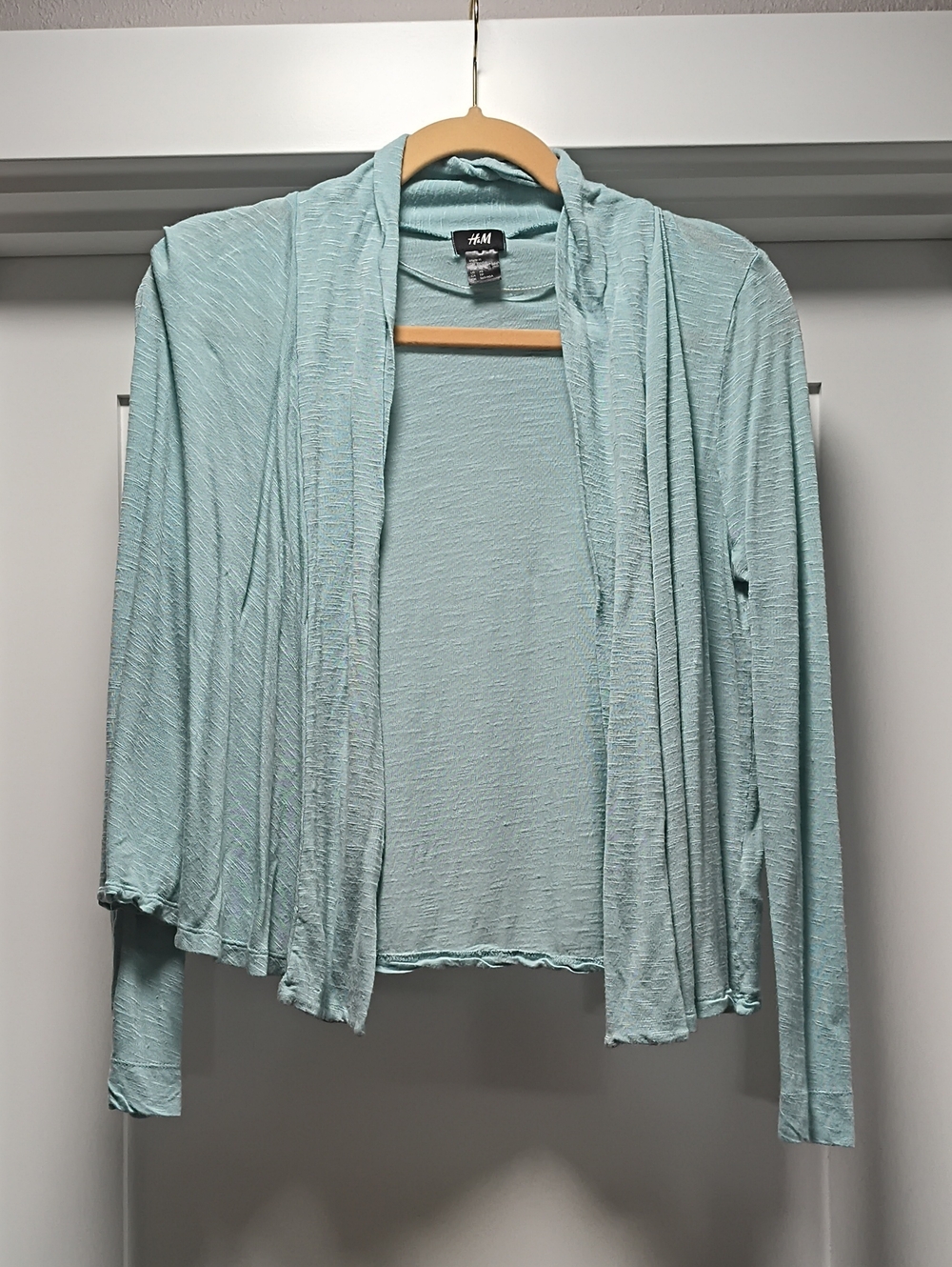 H&M Light Aqua Open-Front Draped Cardigan